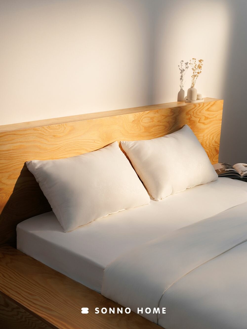 Комплект из двух подушек для сна Sonno Home EVA 50x70x15 см, мягкая и упругая, гипоаллергенный наполнитель Amicor TM — фото 1
