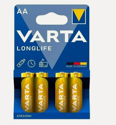 Изображение товара Батарейка VARTA Longlife AA (LR06) Alkaline, 4 шт. (4 шт. в одном блистере)
