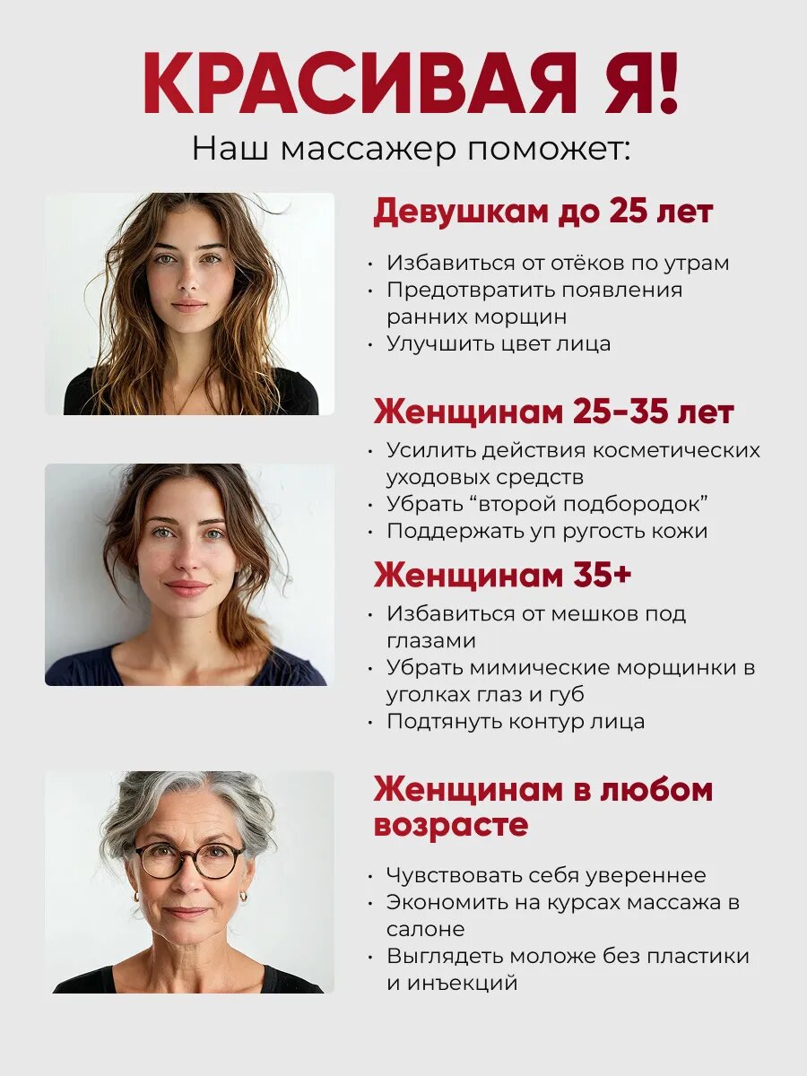 Электромассажеры Для Лица Xiaomi Массажер для лица, шеи и глаз, микротоковая технология, с подогревом, 3 режима