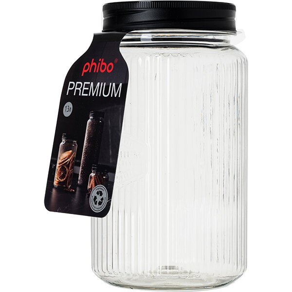 Банка квадратная с крышкой полипроп 13л  H=190 L=95 B=95мм прозр черный