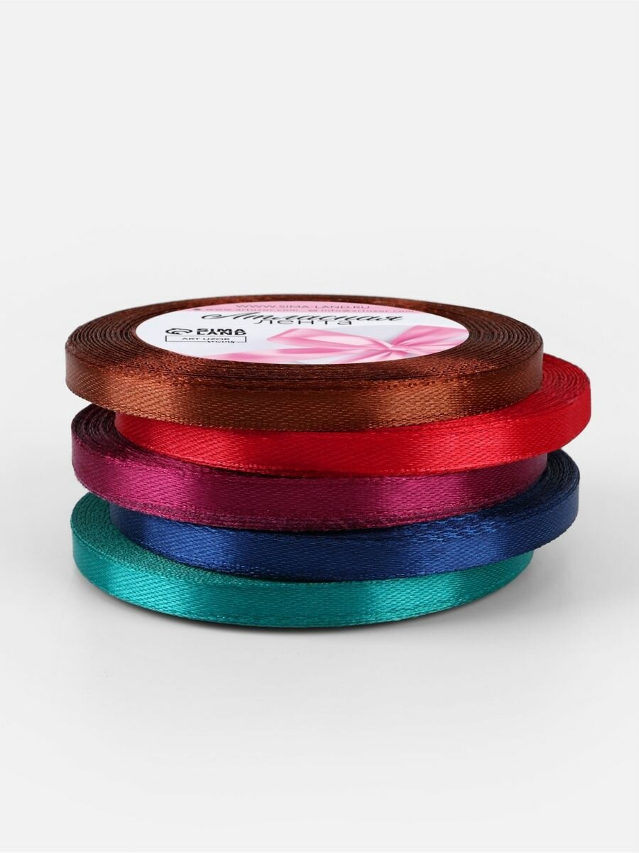 Набор атласных лент Вечерние огни, 5 шт, 6 мм, 23 м