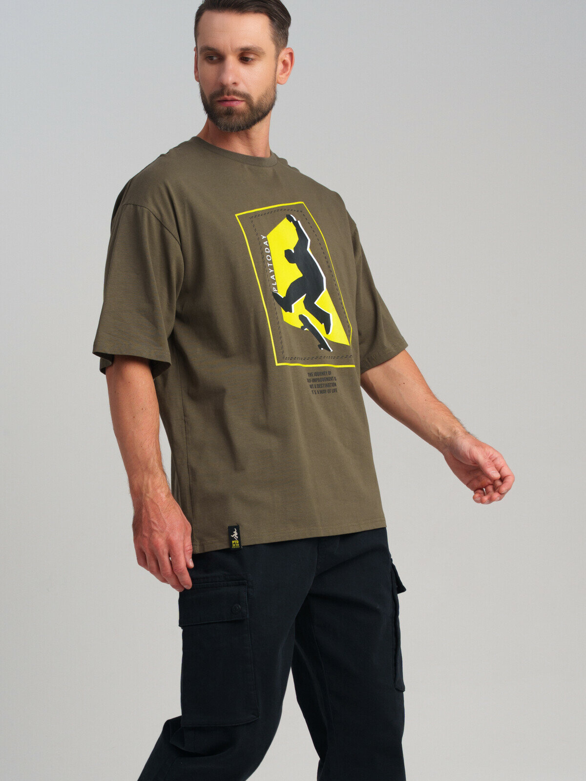 Футболка спортивная playToday, размер M, хаки — фото 1