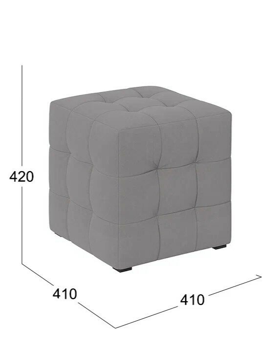 Пуф Трия, для прихожей, бежевый, экокожа, квадратный, универсальный, 42x41x41см — фото 1