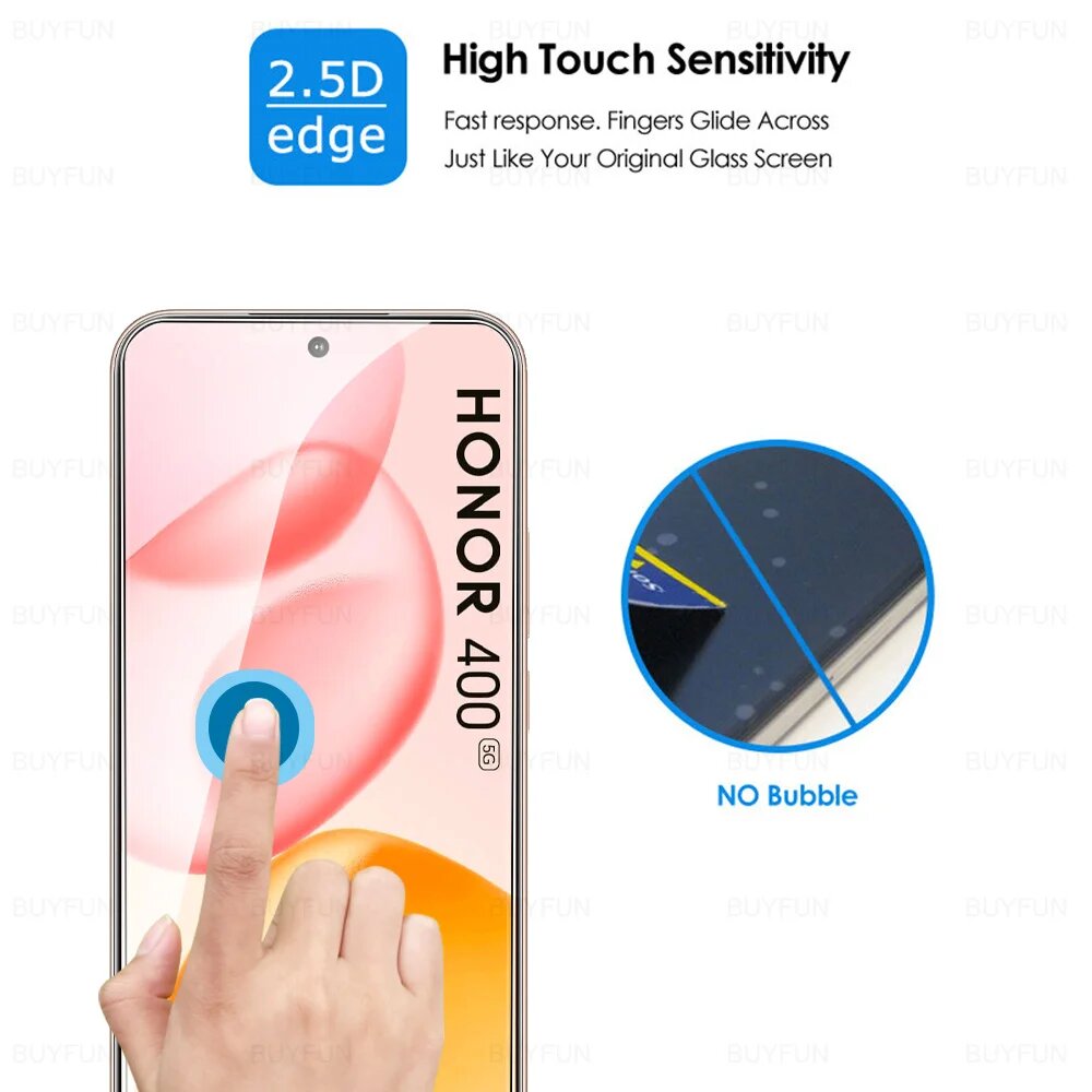 Для HONOR 400 5G Стекло 2 шт. Защитное стекло из закаленного стекла Honor400 400Honor 6,55 дюймов Защитная пленка для экрана 9H Vidrio Templado Film, 2 Pieces, Honor400 CN — фото 1