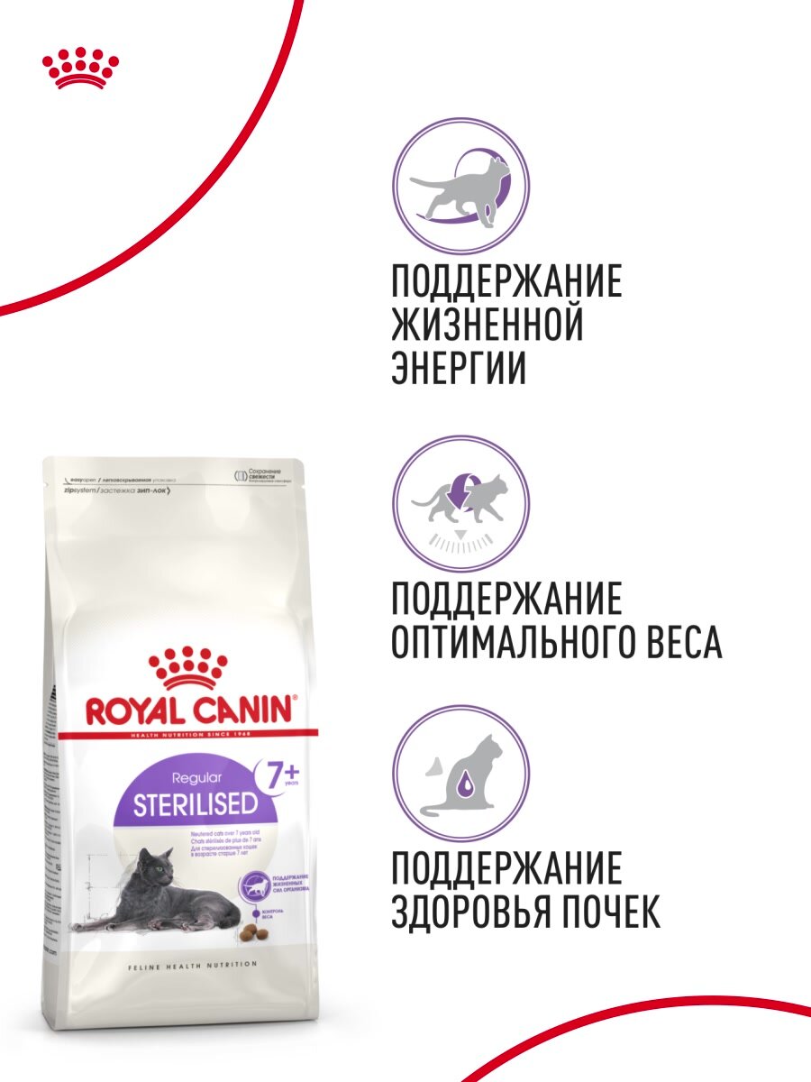Сухой корм для стерилизованных кошек Royal Canin Sterilised 7+, 0,4 кг — фото 1