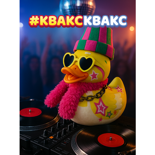 фото Мягкая коллекционная игрушка kwaaks (квакс), утка диджей боб, 15 см (с аксессуарами)