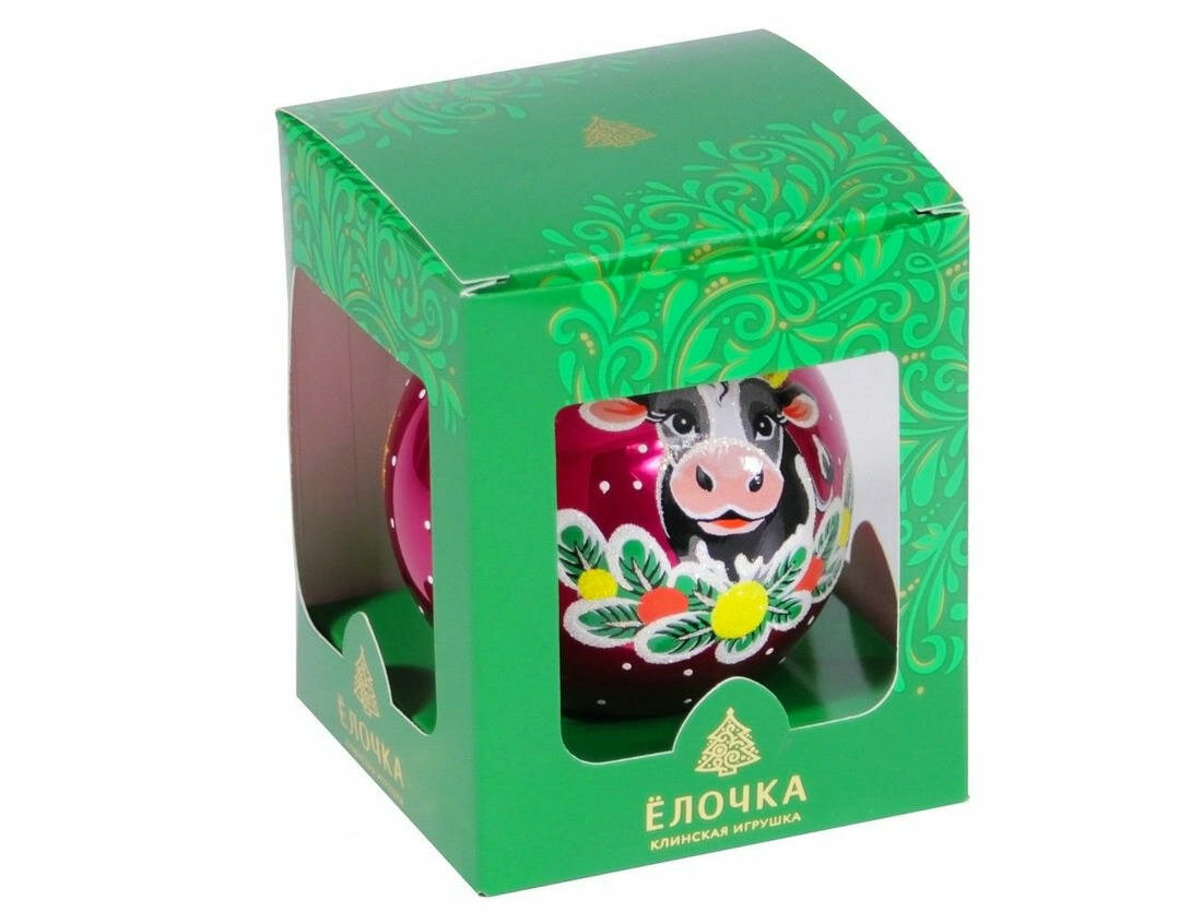 Елочный шар, вишнёвый, 75 мм, Елочка — фото 1