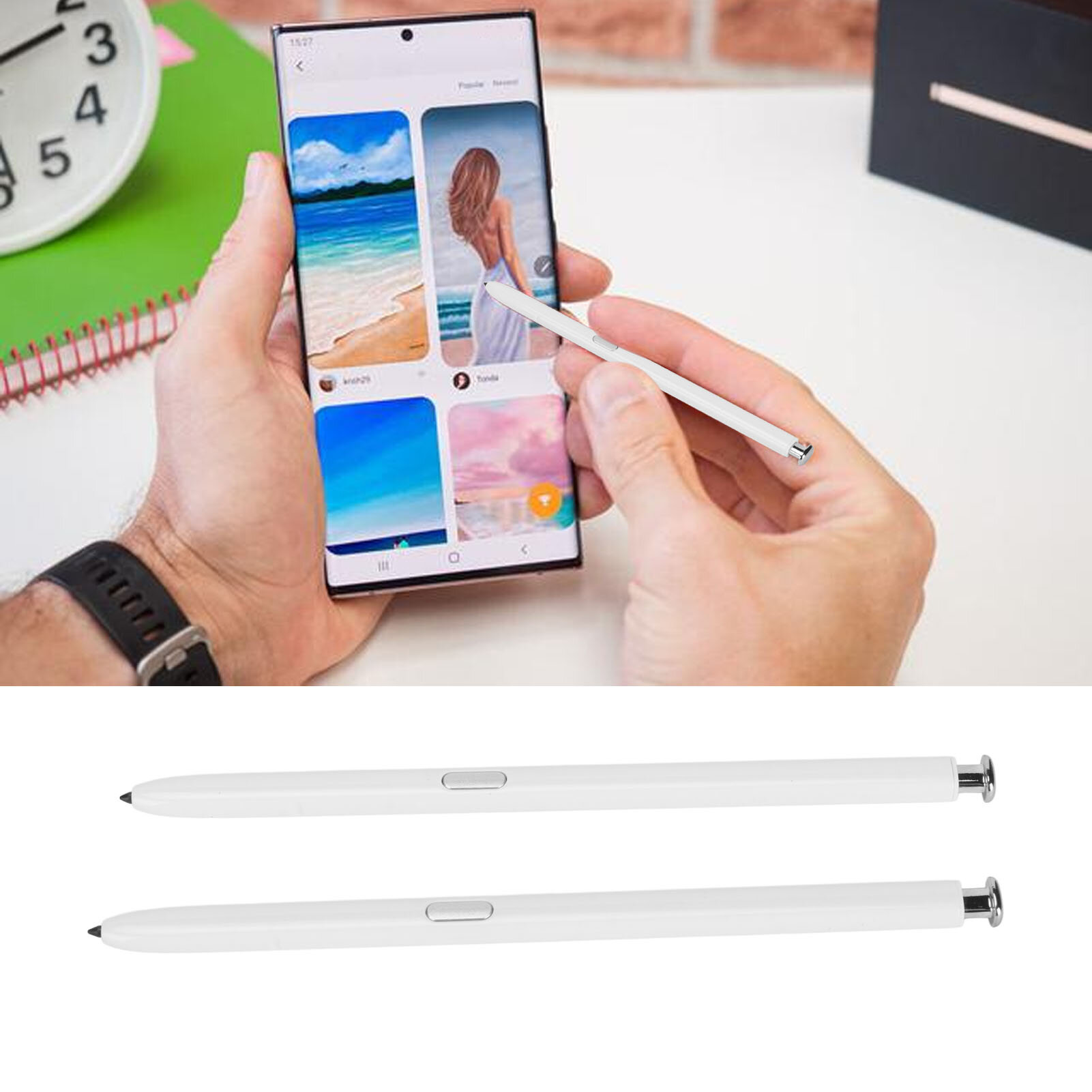 Стилус для Galaxy Note 20 и Note 20 Ultra 5G, 2 шт, белый, сменные наконечники, пинцет, кисть и лопатка