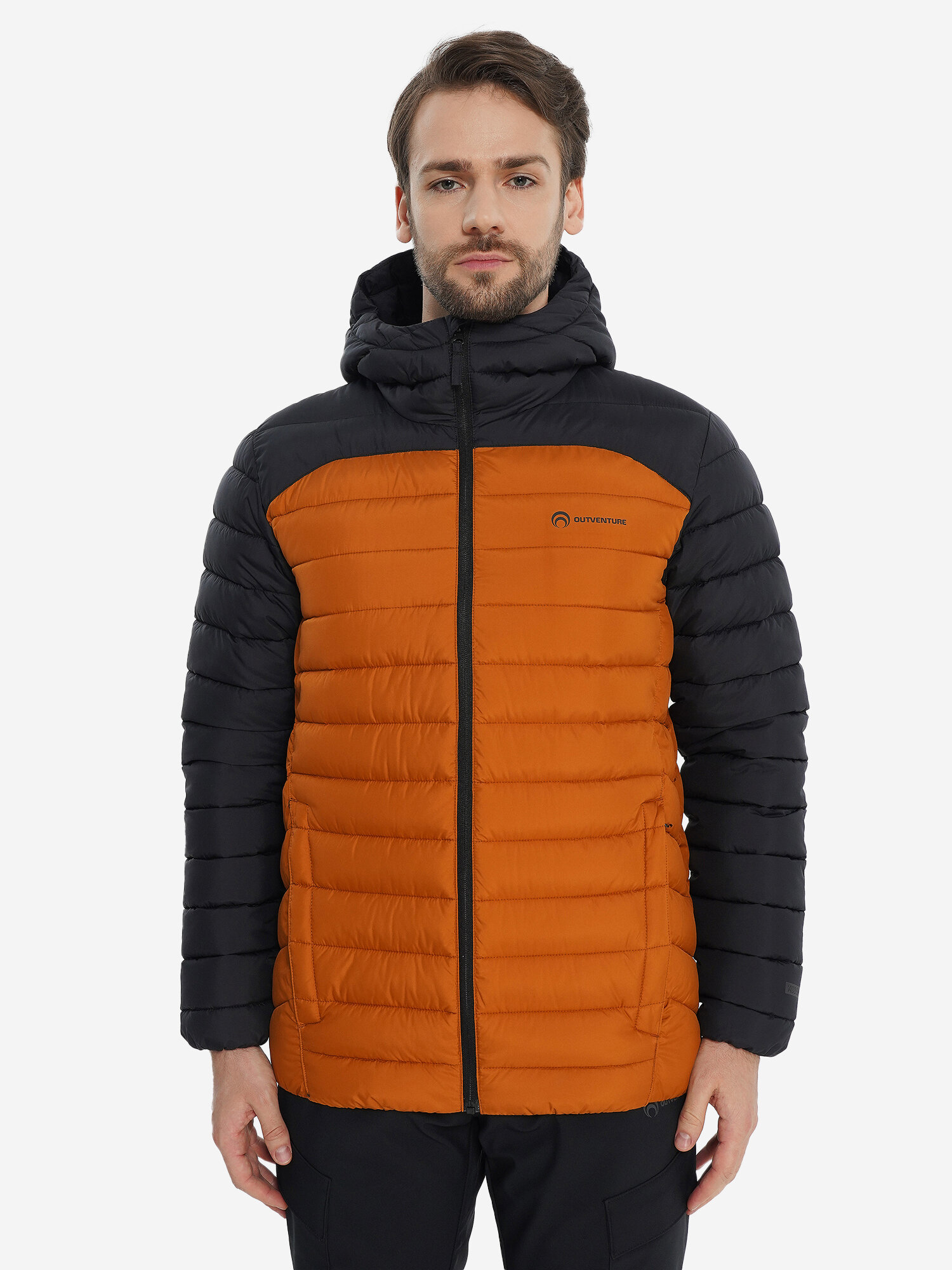 Пуховик OUTVENTURE, размер 58, оранжевый/черный — фото 1
