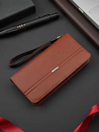 Кошелек , фактура гладкая, коричневый — фото 1