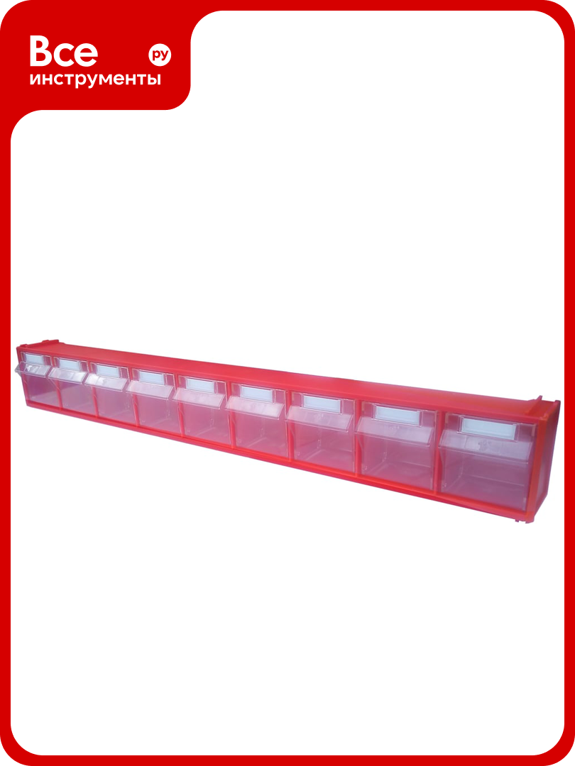 Короб Стелла-техник откидной 600х68х78мм 9 ячеек красный прозрачный F-600-9