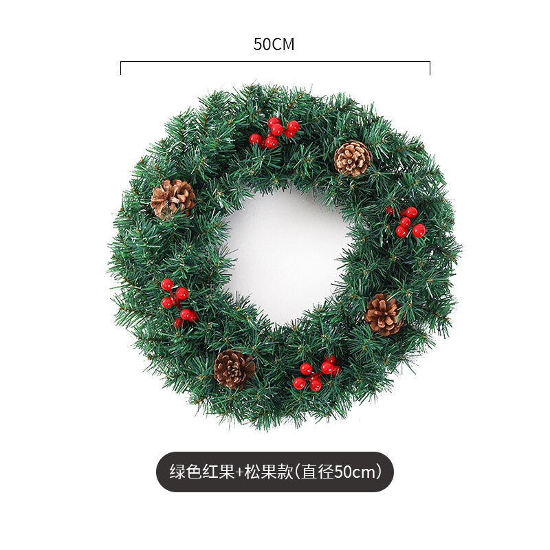 Венок рождественский  с ягодами и шишками Декоративные украшения，Диаметр 50 см