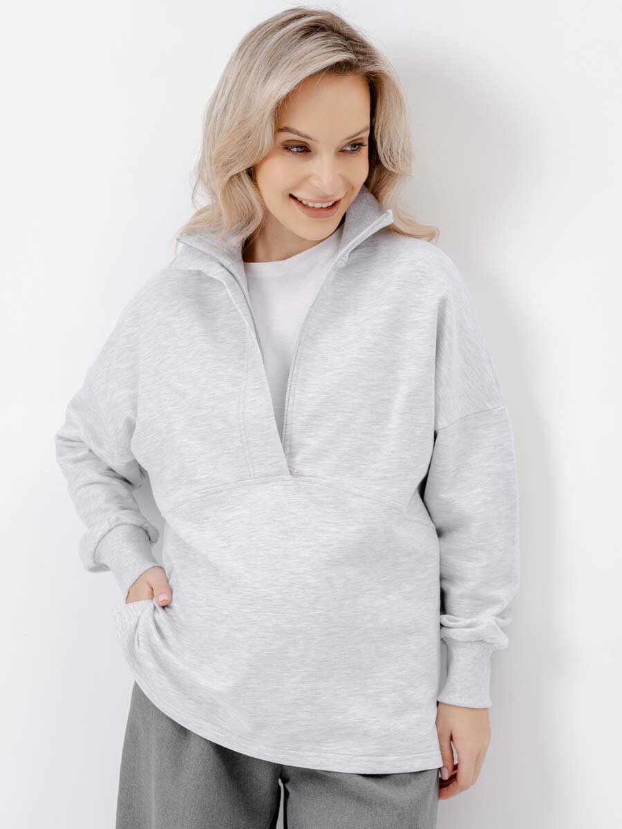 Джемпер для кормящих мам HUNNY mammy размер 48 серый меланж