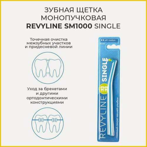 Изображение товара Щетка монопучковая /Revyline/ SM1000 Single голубая с салатовой щетиной