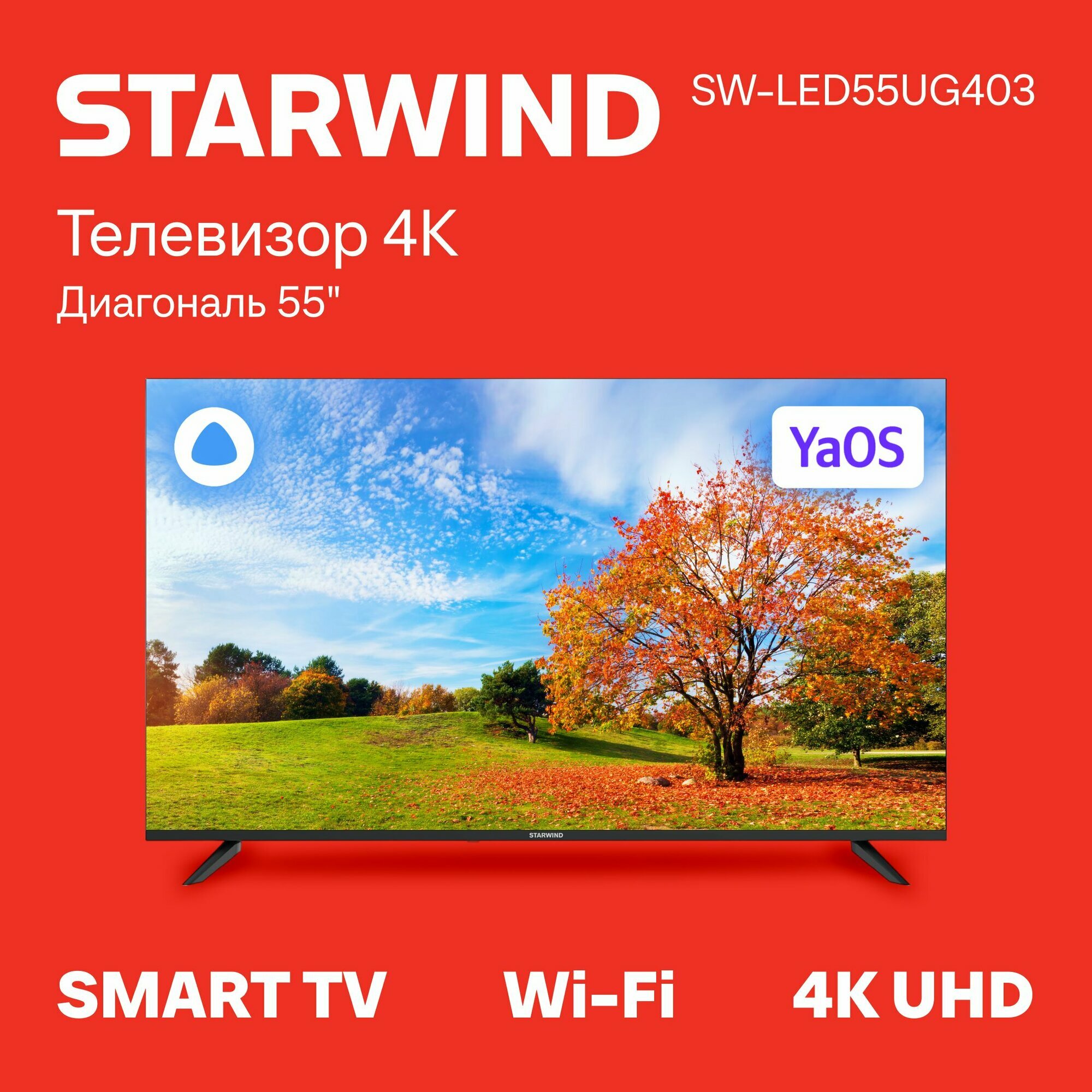 Телевизор LED Starwind 55" SW-LED55UG403 Smart Яндекс. ТВ Frameless ...
