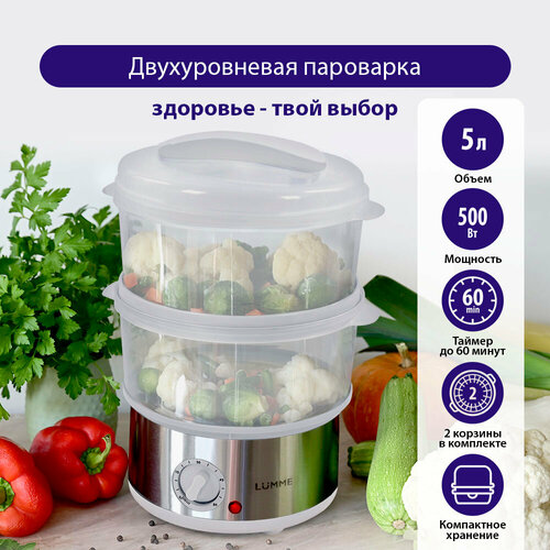 Пароварка LUMME LU-1403 белый жемчуг 1566₽