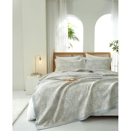 Покрывало Arya Home Arya Serrulate хлопок  2 наволочки  250x260 Серый