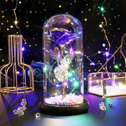 Роза в колбе фиолетовая с подсветкой подарок 1700₽