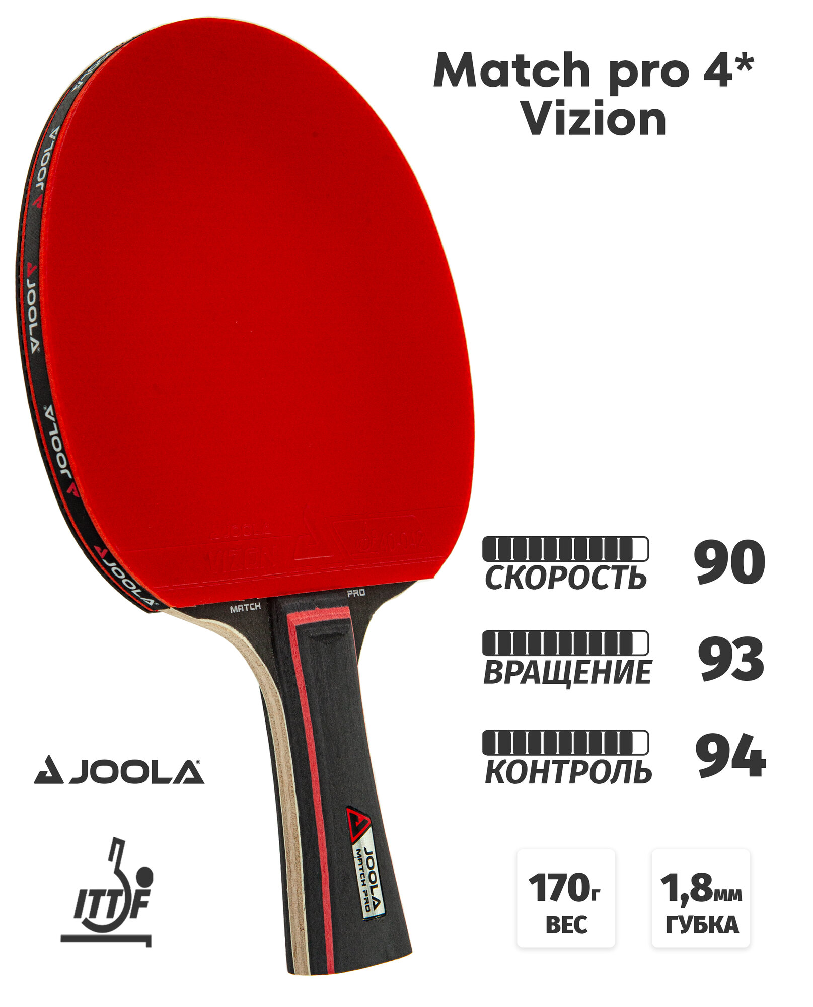 Ракетка для настольного тенниса JOOLA MATCH PRO 4* Vizion