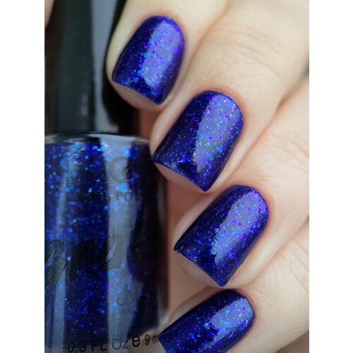 фото Grattol color nail polish sapphire star - лак для ногтей синий с глиттером, сушка без лампы, 17free, халяль, 9 мл