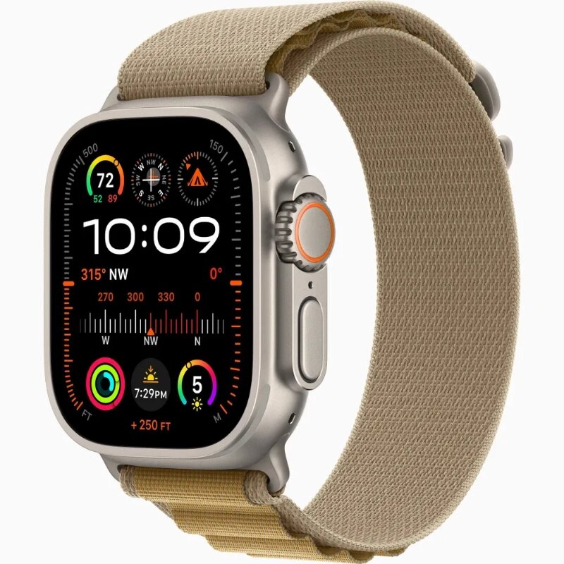Часы Apple Watch Ultra 2 2024 49 мм, S, Natural Titanium Case with Tan Alpine Loop