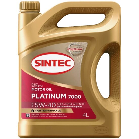 Моторное масло Sintec Platinum 7000 5W-30 A3/B4 SL/CF синтетическое 4 л