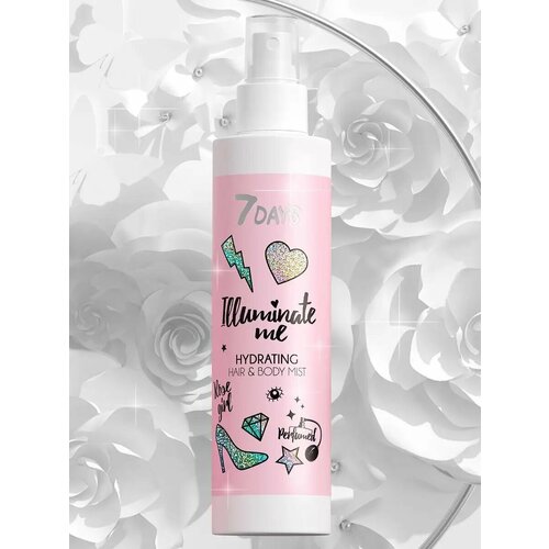 7DAYS Спрей для тела увлажняющий мист с гиалуроновой кислотой и витамином Е Rose girl 464₽