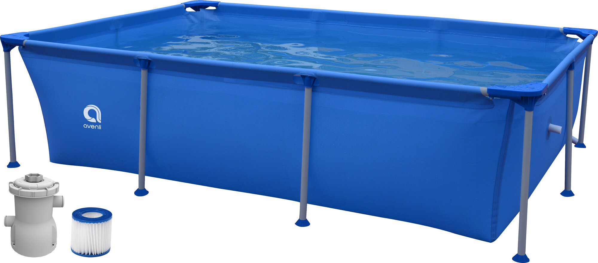 Бассейн каркасный прямоугольный со стальным основанием 258 x 179 x 66 см + фильтр-насос Avenli (17805EU) 2612 л