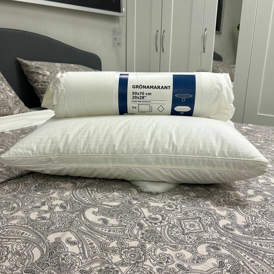 Подушка IKEA ГРЁНАМАРАНТ высокая 50x70 см ИКЕА светло-кремовый — фото 1