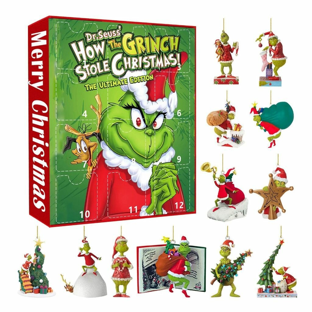 Рождественский адвент-календарь с 12 игрушками мультяшная фигурка эльфа подвесная кукла обратным отсчетом кулон вечерние подарки