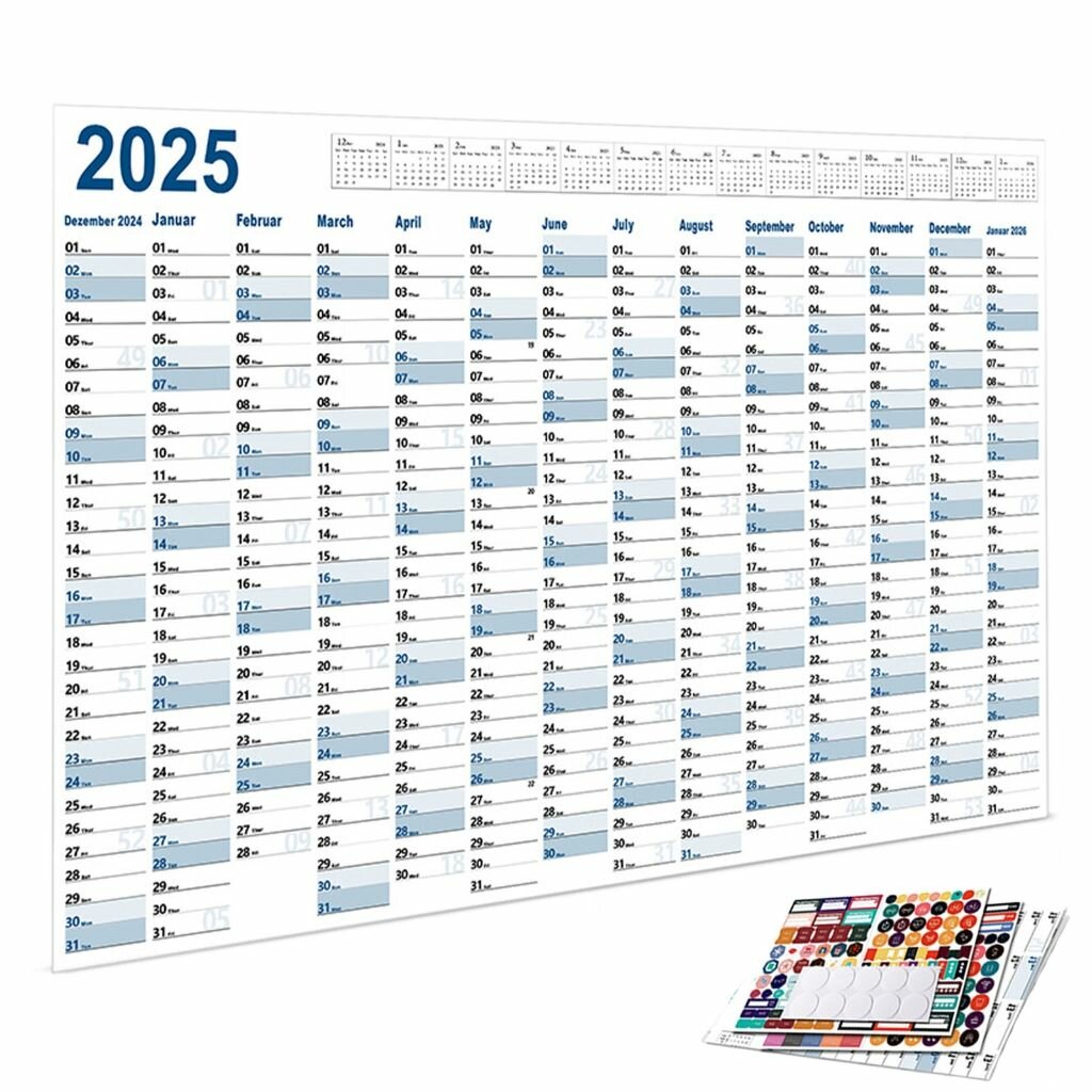 Настенный календарь на 2025 год, планировщик школьного года, английское издание, канцелярские товары для планирования
