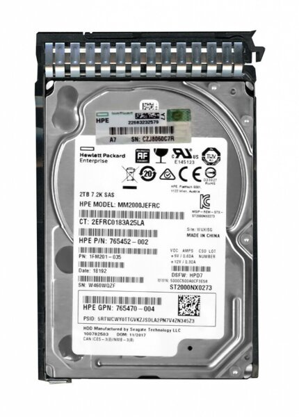 Жесткий диск 2.5" 2Tb 7200rpm HP SAS 765466-B21 - фото №1
