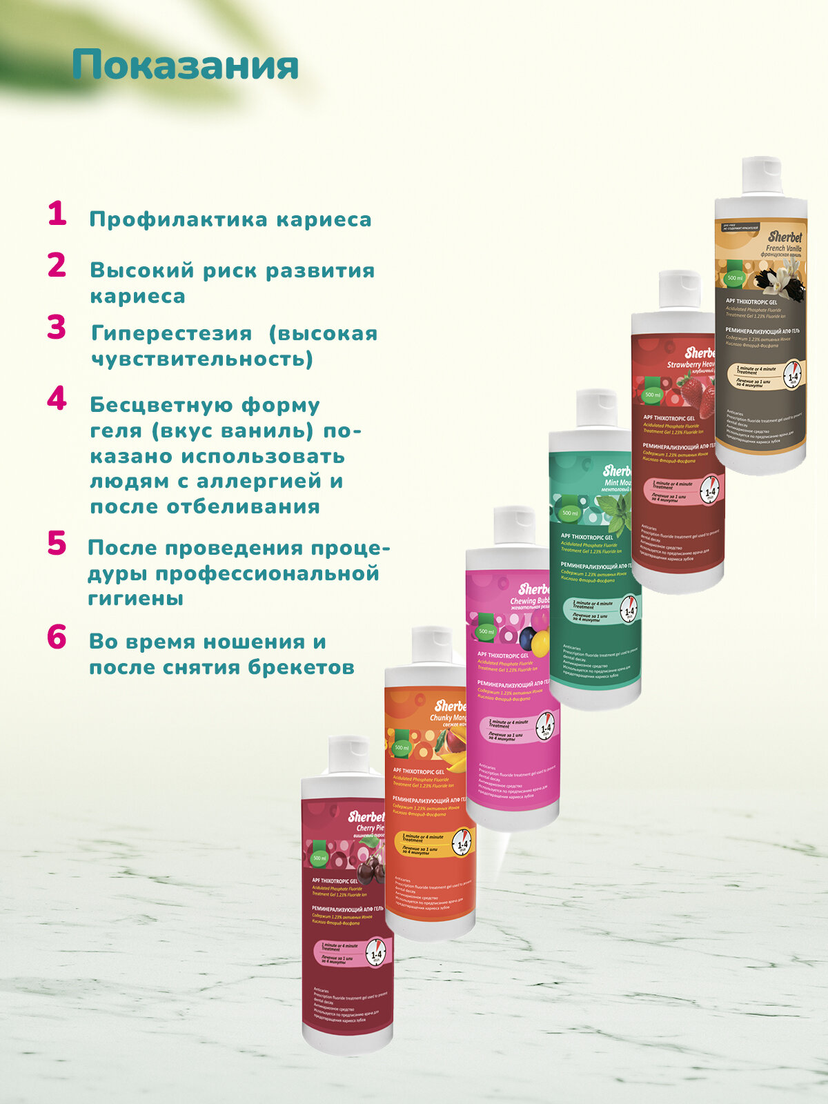 Картинки Реминерализующий АПФ гель Sherbet вкус клубничный рай 500 мл