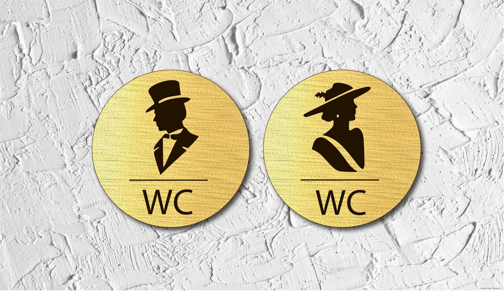 Таблички на дверь Туалета "WC" со скотчем, D-12 см, 2 штуки, 2 мм. пластик — фото 1