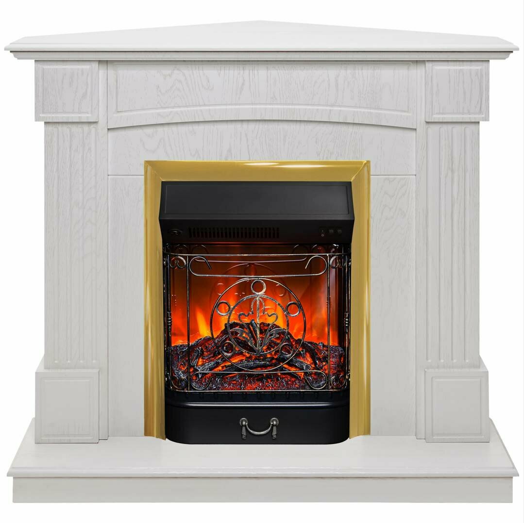Камин RealFlame Andrea Corner WT с очагом Majestic Lux Brass