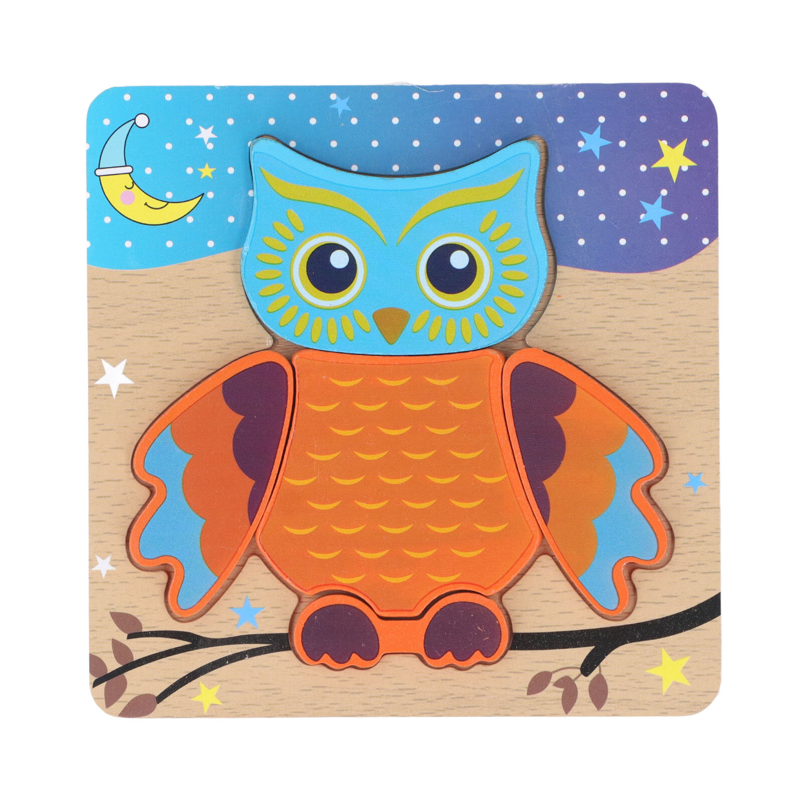 Kids Wooden Puzzle Toddlers Animal Shaped Jigsaw Colorful Preschool Educational Tools Owl