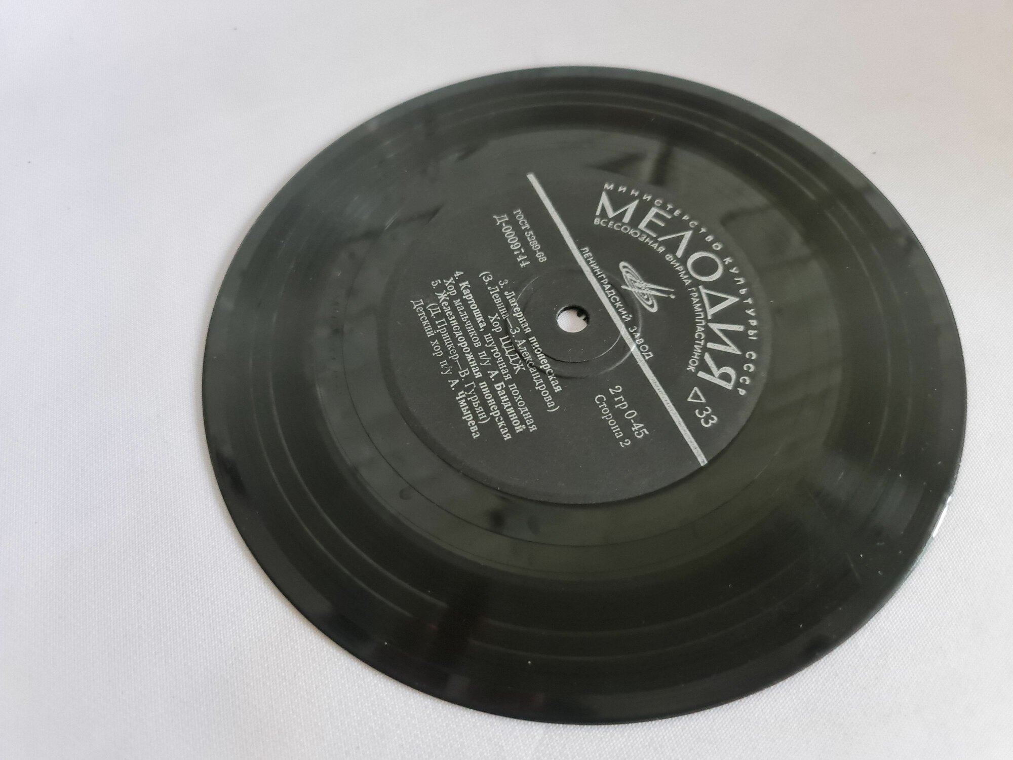 Раритет Винтажная виниловая пластинка 7" EP мини-винил Любимые песни пионеров (Пионерские лагерные песни) Ленинградский завод, Мелодия Д0009743 — фото 1