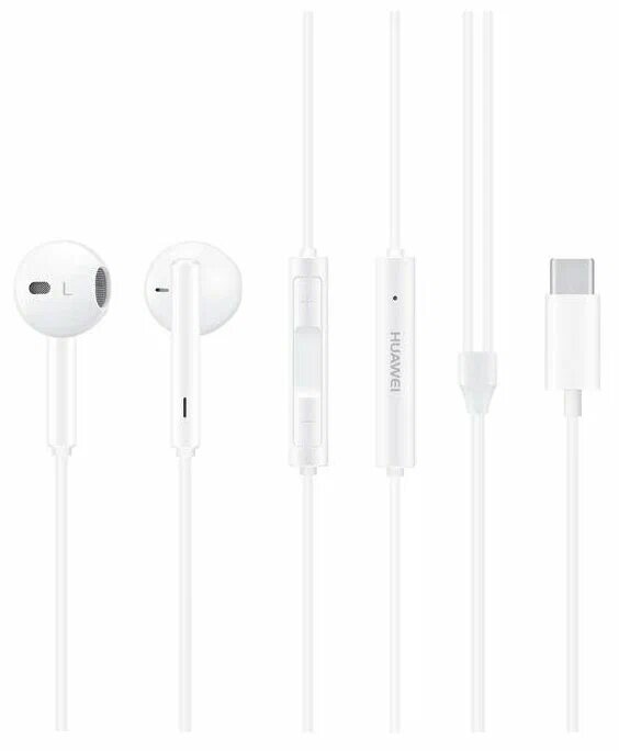 Наушники гарнитура с микрофоном Huawei CM33, USB Type-C, белый — фото 1