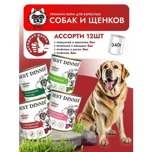 Влажный корм Best Dinner Premium для собак любых пород Меню Ассорти (12шт х 340гр)