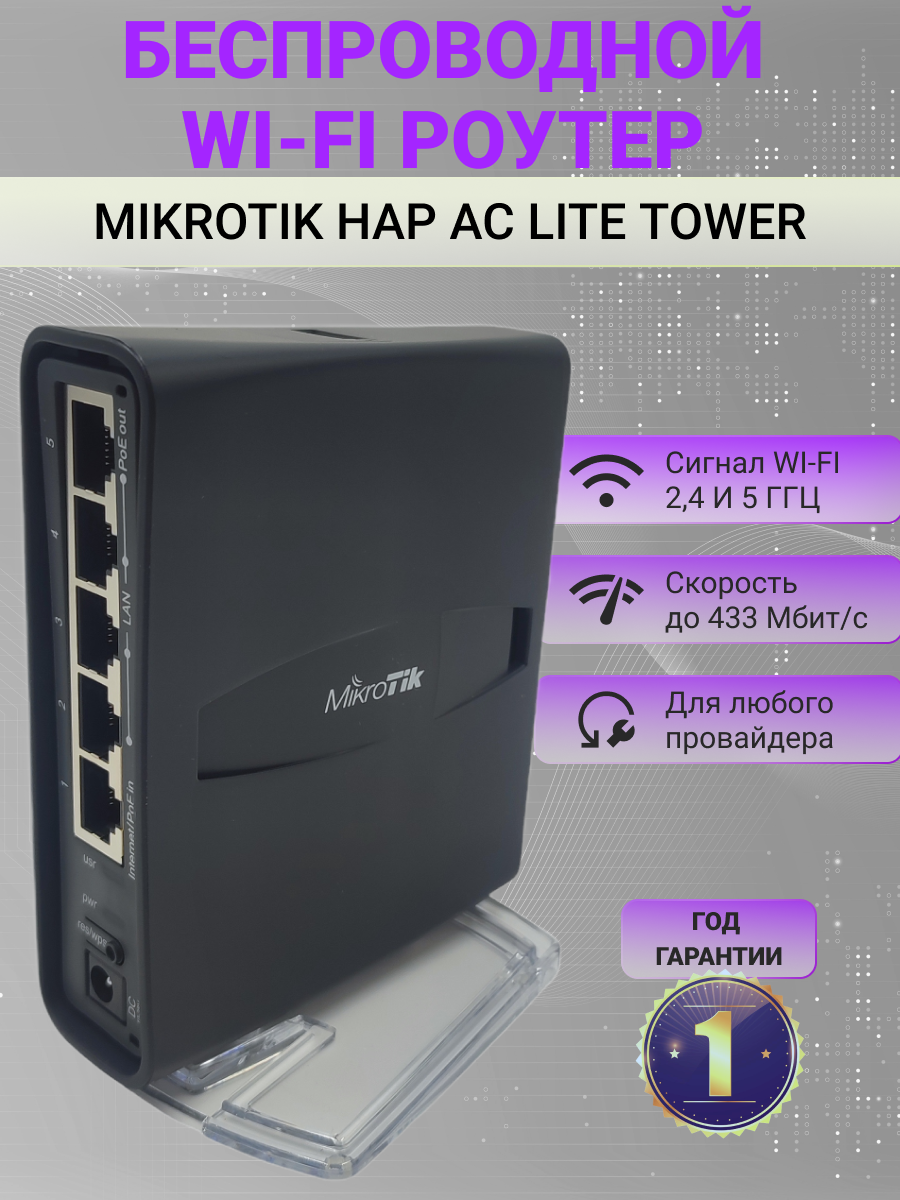 Маршрутизатор Wi-Fi роутер Mikrotik hAP AC Lite ТС (RB952Ui-5ac2nD-TC)