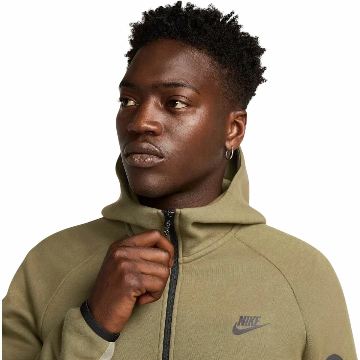 Толстовка спортивная NIKE Tech Full-Zip Windrunner Hoodie, размер S INT, , зеленый/черный — фото 1