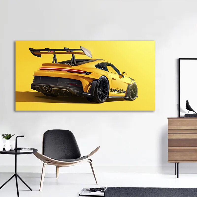 Картина авто / порш, картины на стену для интерьера / мужчине, мальчику, 40х80 см.