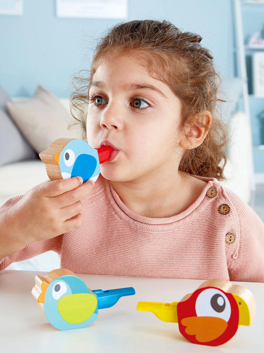 Серия: "В лесу". Детская музыкальная игрушка Свистулька Hape голубой E0473_HP