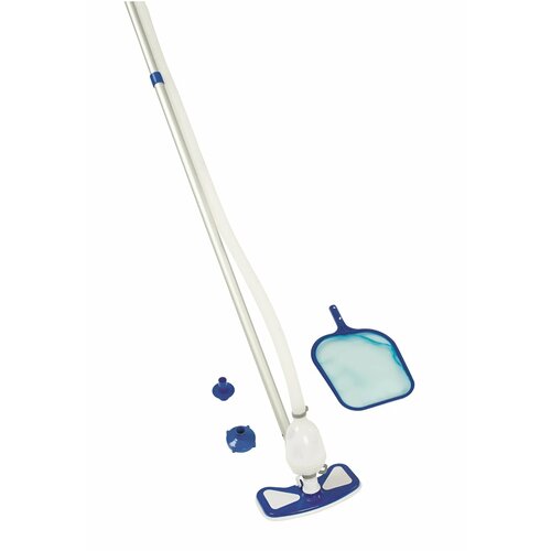 Набор для чистки бассейна Bestway, сачок, щётка-пылесос, ручка 279 см, шланг 7,5 м синий, серый, белый