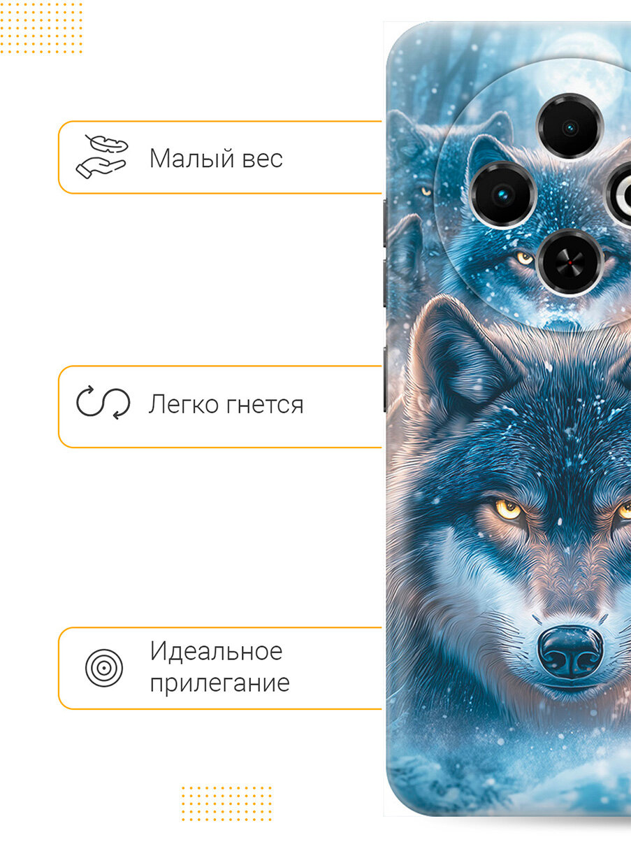 Силиконовый чехол на Tecno Spark 30C с принтом "Стая волков" — фото 1
