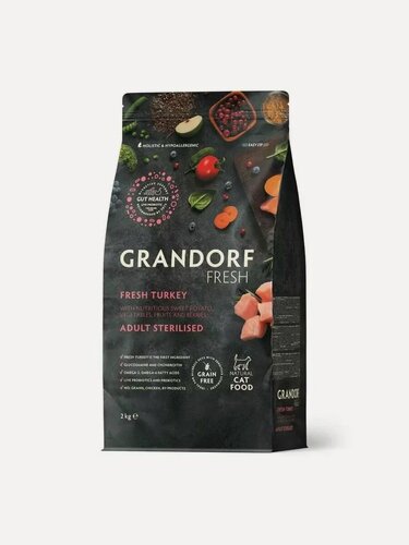 Изображение товара Сухой корм для кошек Grandorf Fresh Cat Sterilised Turkey&Sweet Potato индейка батат 2 кг