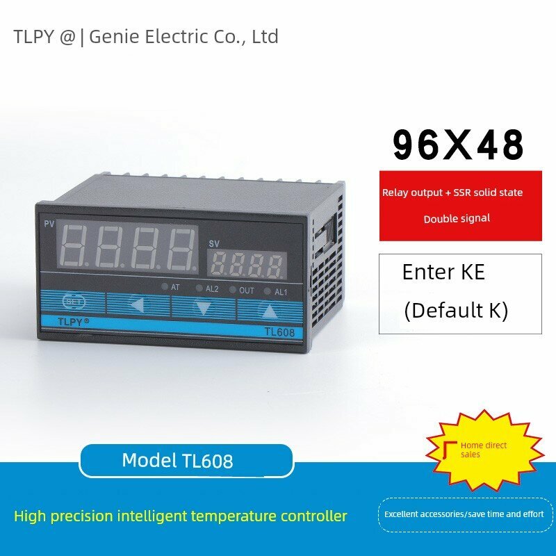 Интеллектуальный цифровой PID регулятор температуры TLPY-6000, королевский синий (96*48, реле + твердотельное SSR, K)