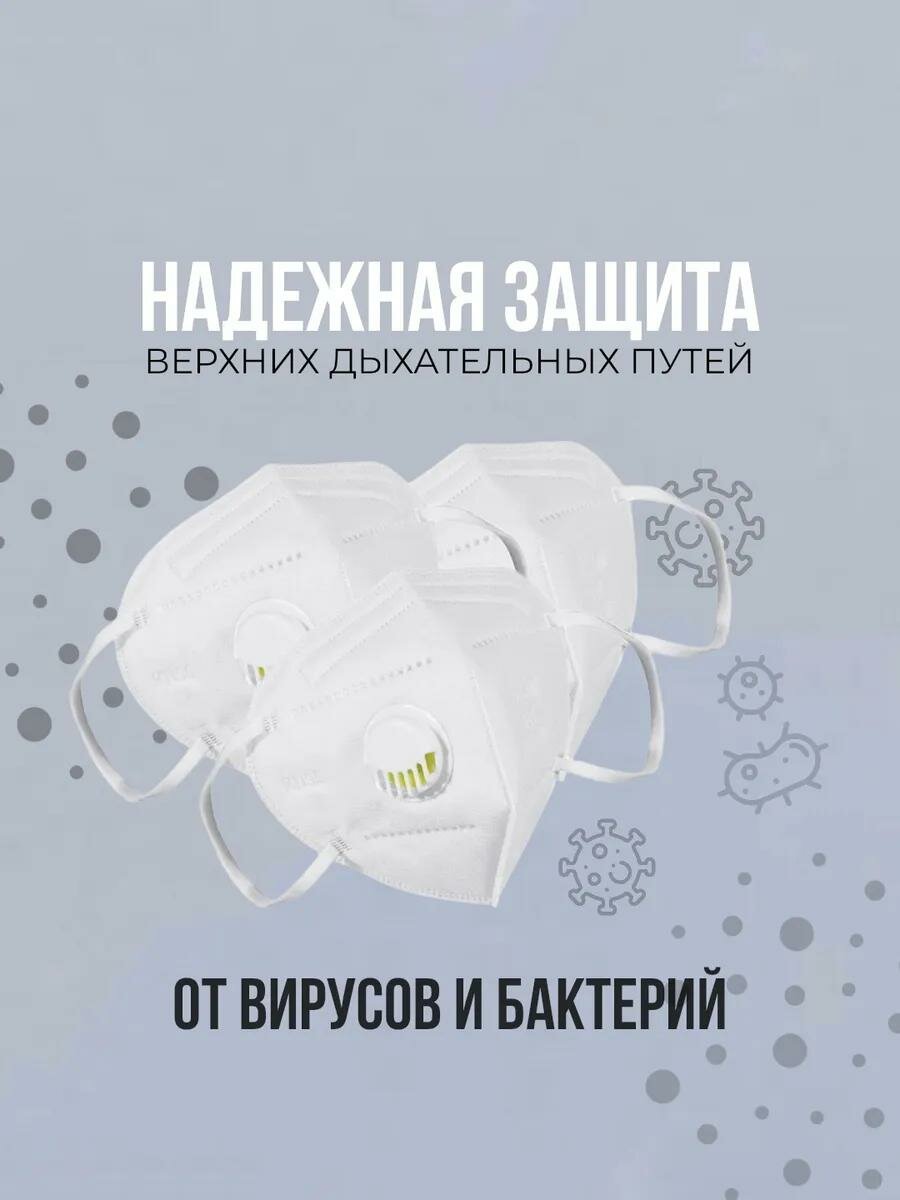 Маска респиратор с клапаном N95, 2 шт Niqob N95 klapanli respirator, 2 dona — фото 1