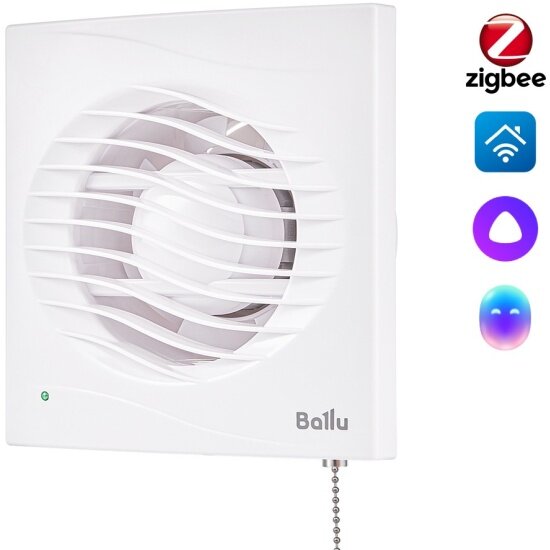 Вентилятор вытяжной Ballu BAF-AR 100 VP с обратным клапаном и тяговым выключателем