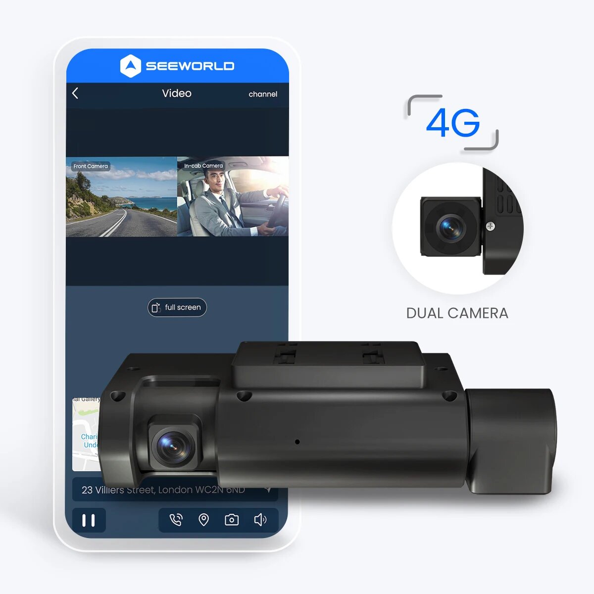 До 3-канальной видеорегистратор V7 Pro с Wi-Fi GPS-трекером DMS и мониторингом ADAS в реальном времени, Черный, europe